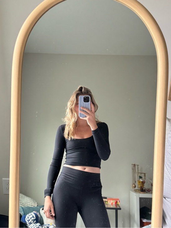Babaton Tops - Black Long-Sleeve Square Neck Top